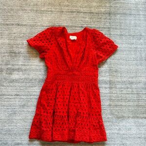 Anthropologie Somerset Eyelet Edition mini dress (hot bright coral orange)